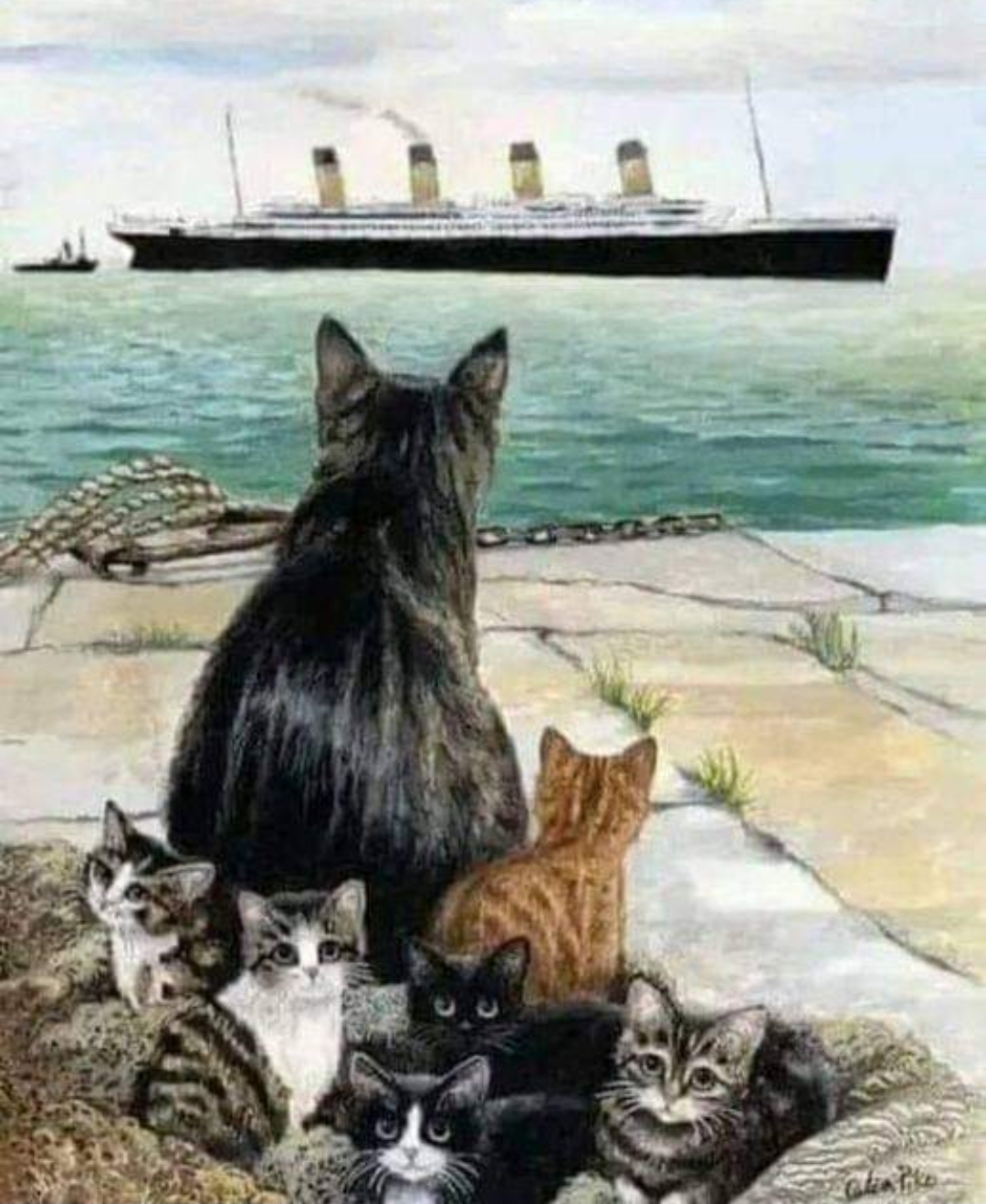 “Kucing Titanic” yang merasakan sesuatu akan berlaku dan menyelamat bayinya sebelum kapal itu berlayar.