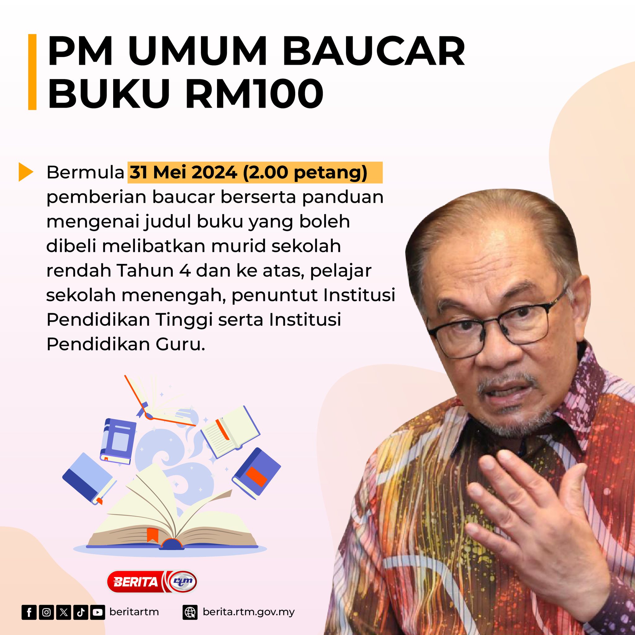 Baucer Buku RM100 esok 31 Mei 2024